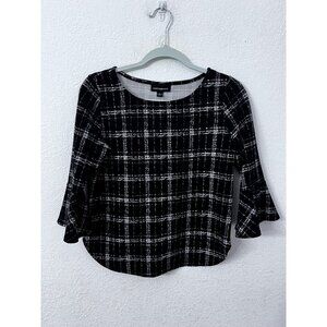 Fortune + Ivy Black & White Plaid Blouse - S
